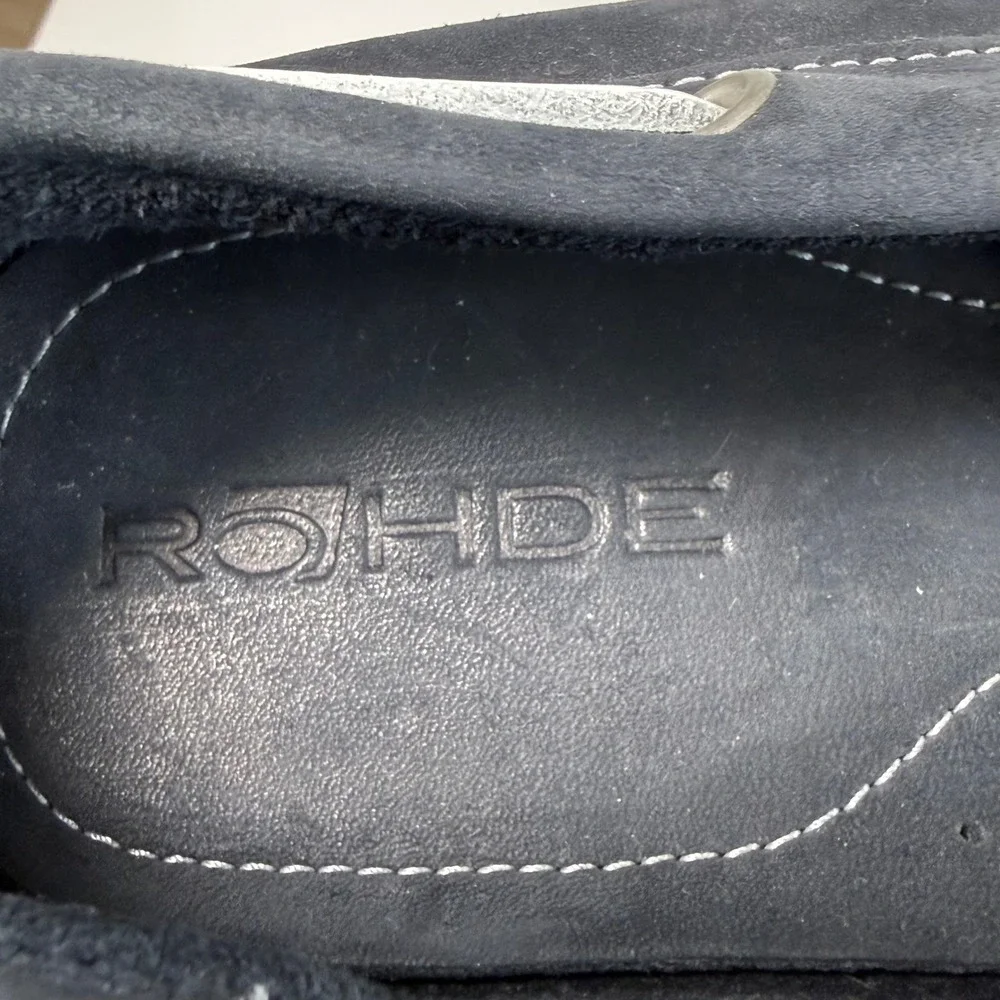 Rohde Mens Navy Blue Nubuck Leather Boat Shoes‎ Deck Shoes Size 44